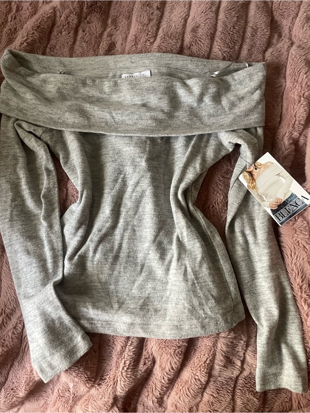 Off-the-Shoulder Light Gray Knit Sweater